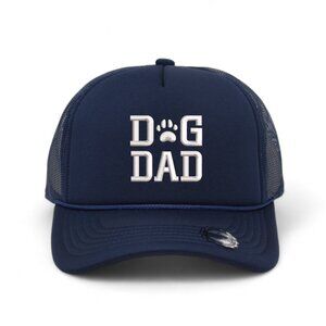 Dog Dad Paw Embroidered 5 Panel Rope Trucker Adjustable Hat - NAVY